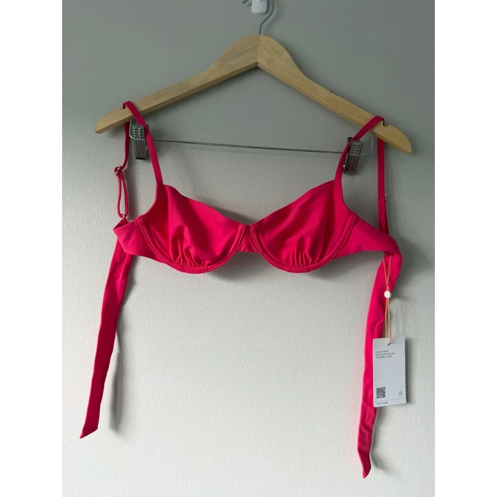 Quince Italian Demi Underwire Bikini Top Pink XS NWT